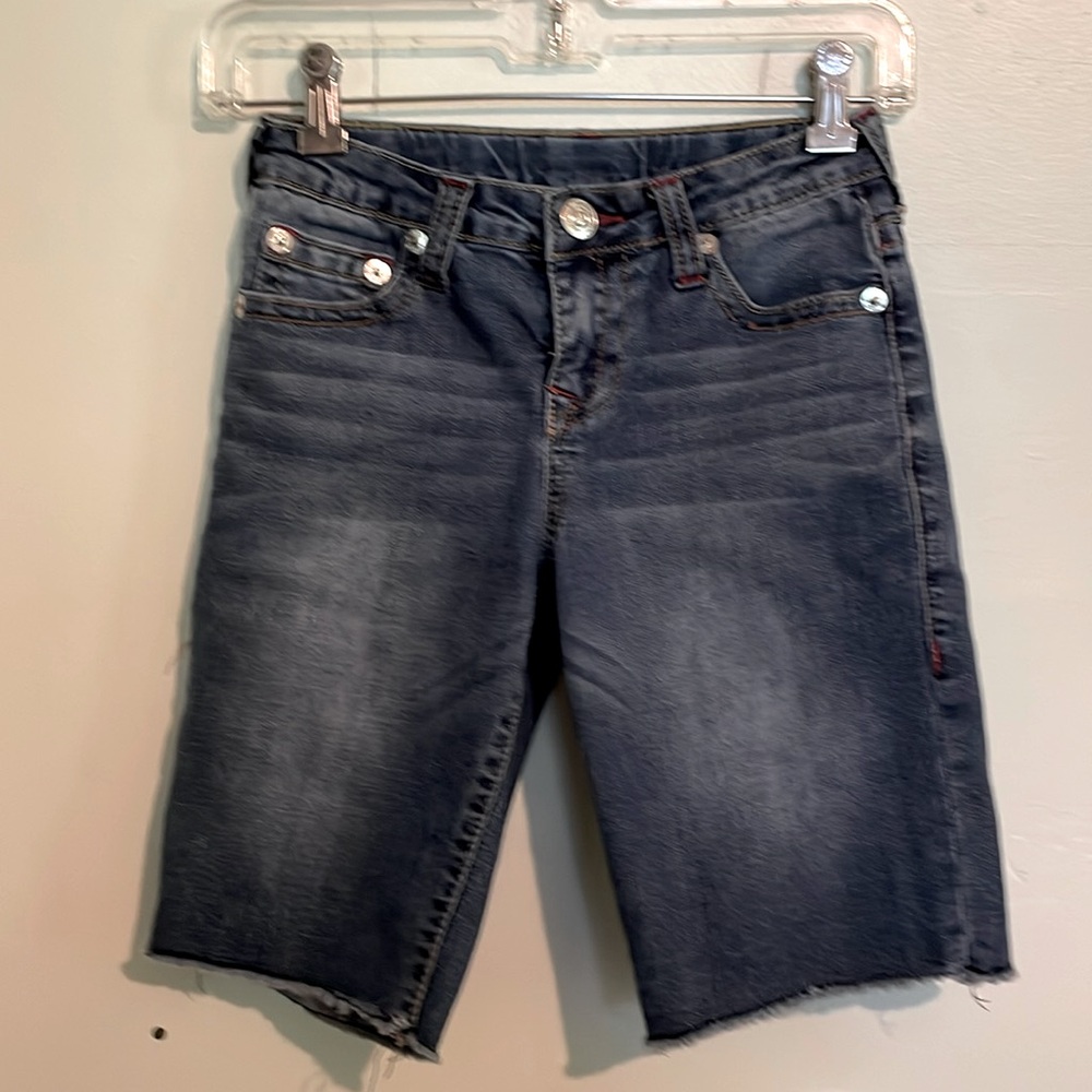 True Religion Cut-Off Denim Shorts, Knee Length, size 10 girls